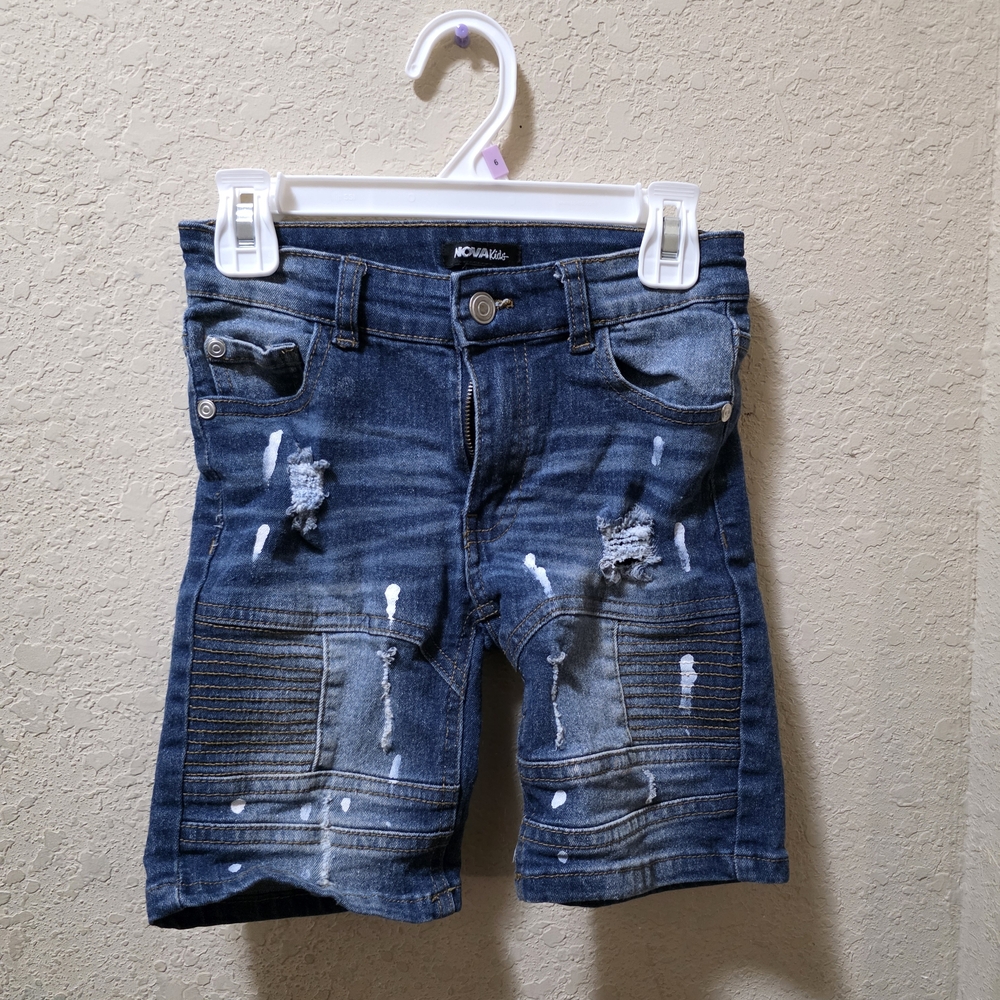 Kids Distressed Denim Shorts - Blue